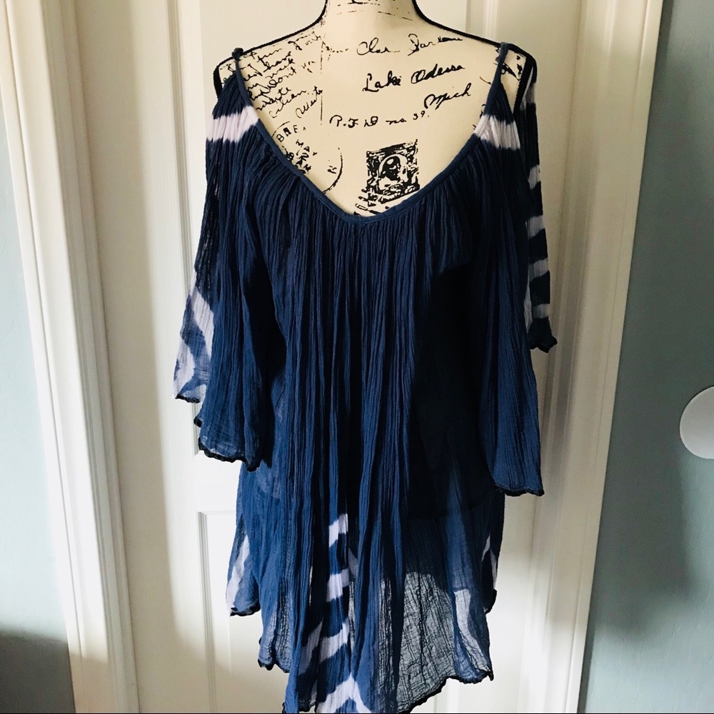 Vintage Havana Whimsical Blue Tunic  Dress Small